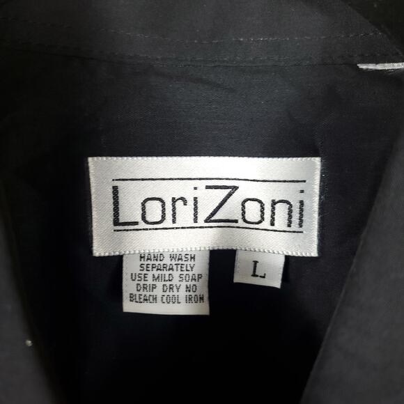 Vintage Lori Zoni Black Jeweled Long Sleeve Button-Up Shirt Size L - Picture 8 of 9
